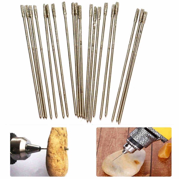 Smyckesborr (2-2,1 mm) - 20 st/förpackning 1 mm belagda diamantborr för lapidär, solida borrnålar, Ag