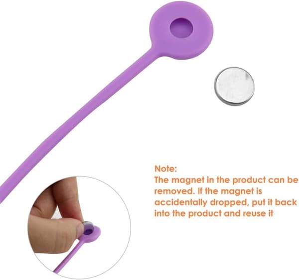10 stk. Genanvendelige Silikone Kabelbind Multi-Farve Magnetiske Kabel Cl