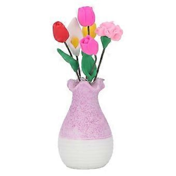 Dockskåpsvas Blomma 1:12 Tålig Resin Livfulla Färger Utsökta Detaljer Dockskåpsminiatyrblommor för Dockskåps-DIY