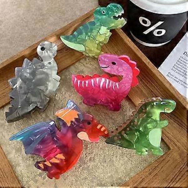 Morsomme Dinosaurer Hårklyper Sklisikre Hårklemmer Store Akryl Hårklyper Hodeplagg Stylingverktøy Hårtilbehør (Grønn Stegosaurus 2)