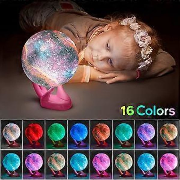 Moon Light Galaxy Light LED 3D Kuuvalo, Kaukosäädin ja Kosketusohjaus Laavalamppu Kuu Yövalo Lahja Tytöille Pojille Lapsille Naisille Syntymäpäivä (8cm)