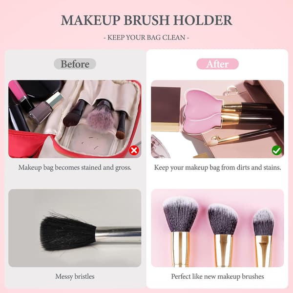 3-pak makeupbørstebeskyttere, hjerteformet genanvendelig silikone makeup