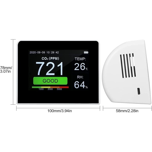 Kaasuilmaisin Ilmanlaadun analysaattori Lämpötilanilmaisin Kosteus Kosteus Sisä-/Ulkoilman monitori Digi