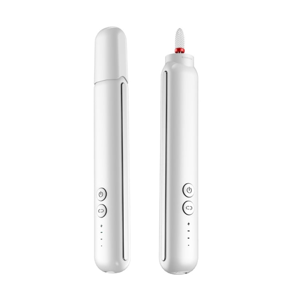 Hvit neglesliper med 5 slipehoder, USB-oppladbar adva