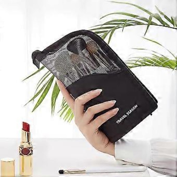 Make-up Bredt Tasker, Kosmetiktaske Kosmetik Etui Organizer til Kvinder og Piger (pink) (sort)