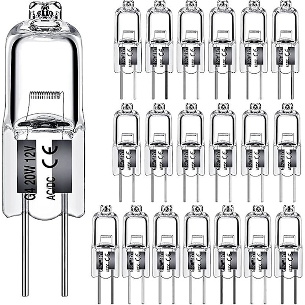 20 stk. G4 halogenpære 20w Dc12v indendørs halogen G4 lampe krystalpære