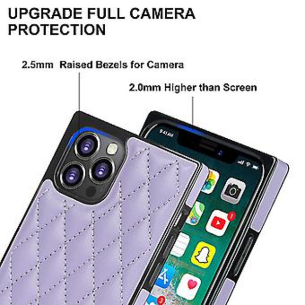 iPhone 14-fodral med kedja i PU-läder Datura Diamond Lattice (Lila)