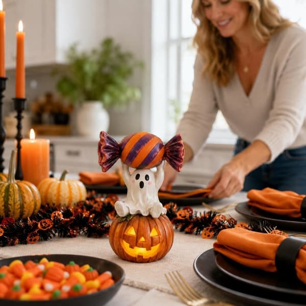 Halloween Harpiks Spøgelsesstatue med Slikpynt