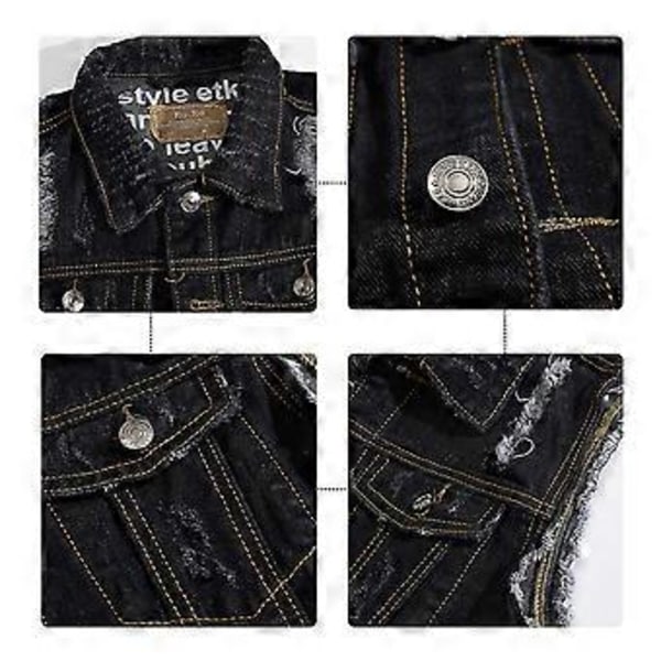 Herrar Casual Fyra Säsonger Rock Ärmlös Denimjacka (XS)