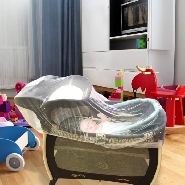 Myggnät för barnvagn, spjälsäng, lekgård, bassinet, lekhage |