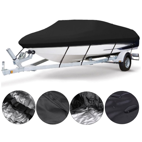 Boat Cover V Shape 14-16FT 530*290cm Black 210D Oxford Fabri