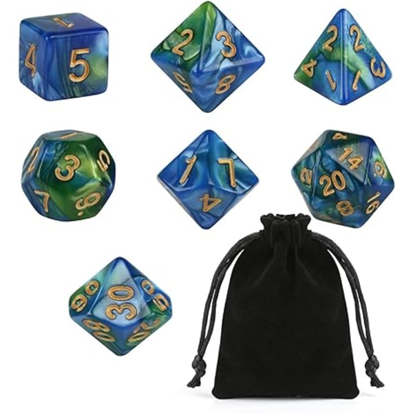 7 polyhedrala tärningar för rollspel Dungeons and Drago
