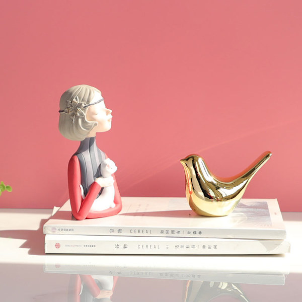 Fuglestatue Guld Hjemmedekoration Moderne Stil Figur Dekorativ Pynt