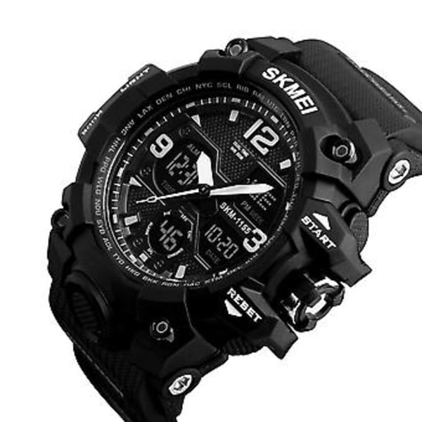 Fashion Sports Dual Display Studenter Herreur Digitalt Vandtæt Armbåndsur (Sort)
