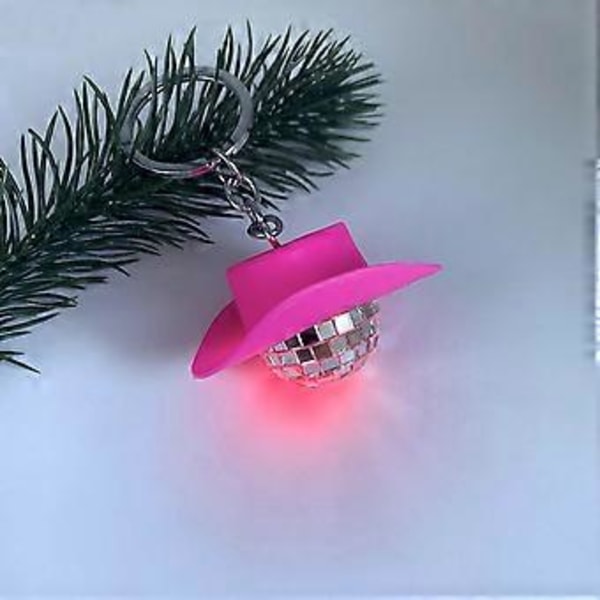 Mini Discopalloavaimenperät Cowboy-hattu Discopallokoristeet Auton avaimenperä LED Mini Discopallokoristeet Juhlapalvelus