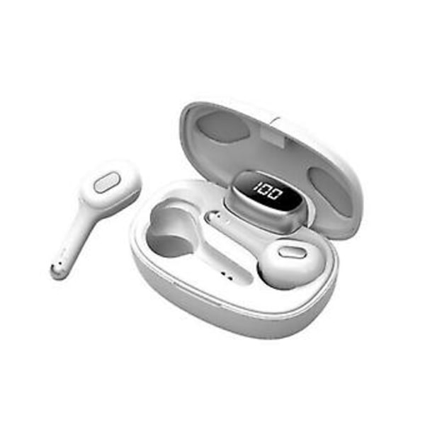 Bluetooth-nappikuulokkeet TWS langattomat kuulokkeet 5.0 melua vaimentava vedenpitävä headset (valkoinen)