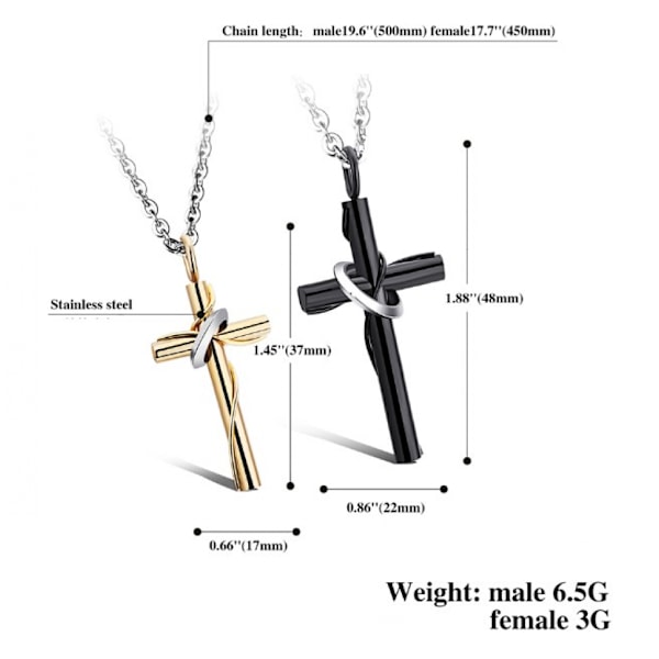 Croix classique, collier de couple en acier titane, pendentif collier en Forever Love argent anneau pour