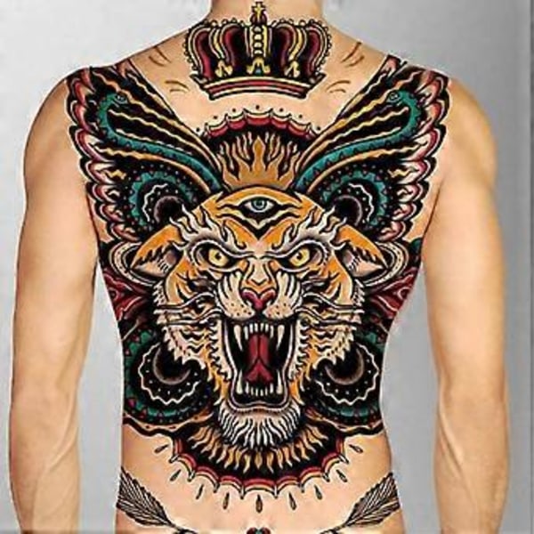 1 stk. Tatoveringsmærke Vandtæt Unisex Sort Kropskunst Fuld Ryg Midlertidige Tatoveringsmærker til Fest QinHai(TB-005 )