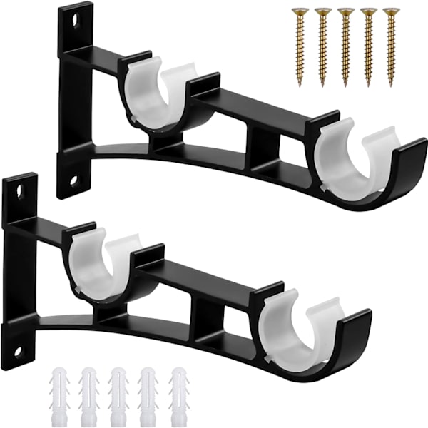 4 stk gardinstangbraketter i aluminiumlegering, dobbel brakett Curt