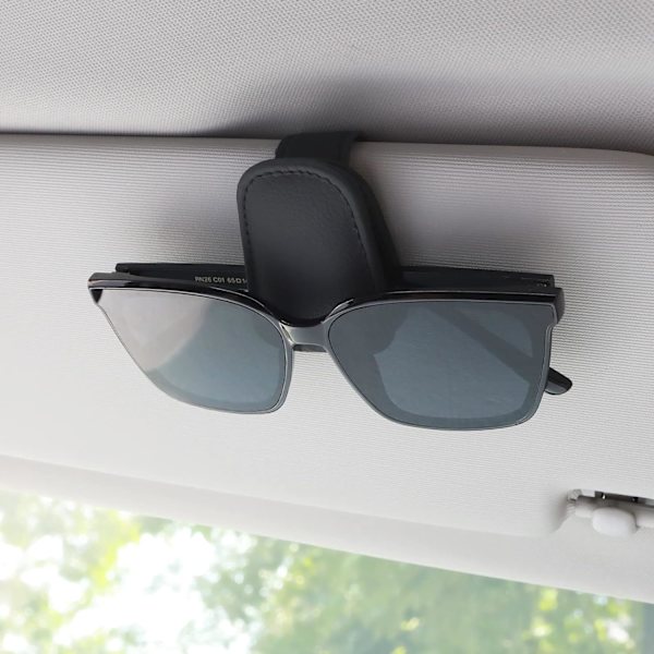 Musta auto aurinkolipan lasien pidike, magneettiset nahkaiset lasit