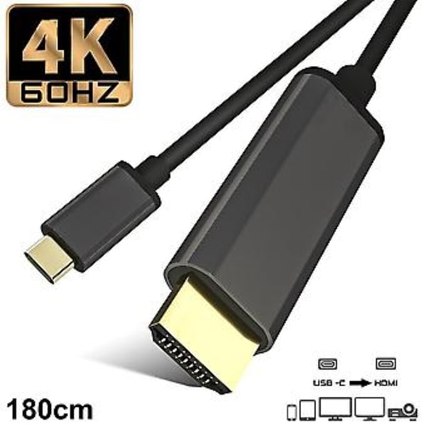 USB-C Type-C till HDMI 4K HD TV AV adapterkabel för Macbook Pro Samsung Huawei( )