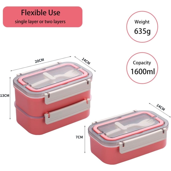 Lunchbox, Bento Box för barn, isolerad rostfritt stål dubbel L