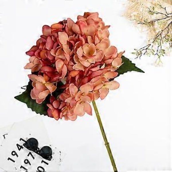 1 Gren Kunstig Blomst Realistisk Udseende Ingen Vanding 6 Grene Simulation Hortensia Bryllupsdekoration Boligindretning (Kaffe)