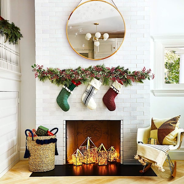 1 kappaletta joulu marja holly garland, 190cm joulu garlandit