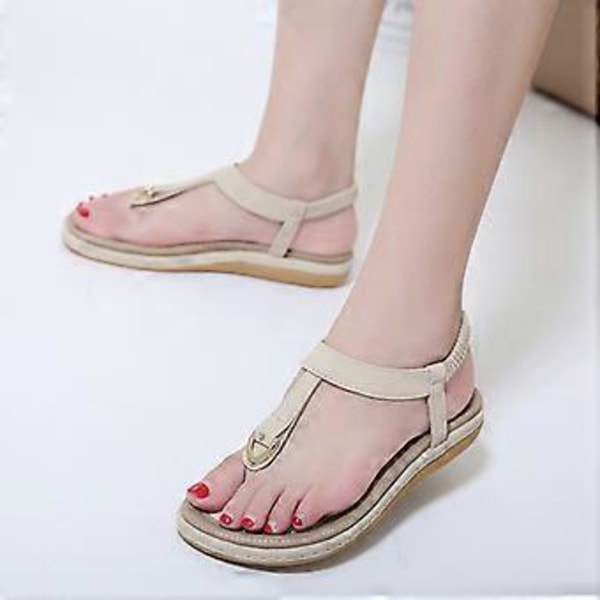 Sommernye sandaler for kvinner med metallspenne, avslappet og komfortable flate sko (39 Rosa)