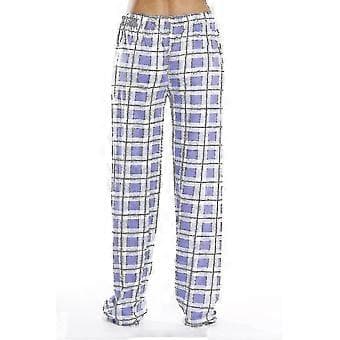 Dames Pyjamasbukser med Lommer, Bløde Flanel Check Pyjamasbukser Z (M lilla)