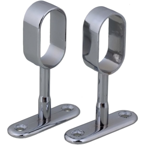 Set med 2 ovala krompläterade zinklegeringsfästen 16 mm