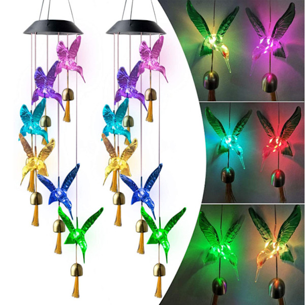 LED Solcellsdriven Kolibri Vindspel, Mobil Hängande Vindspel för H