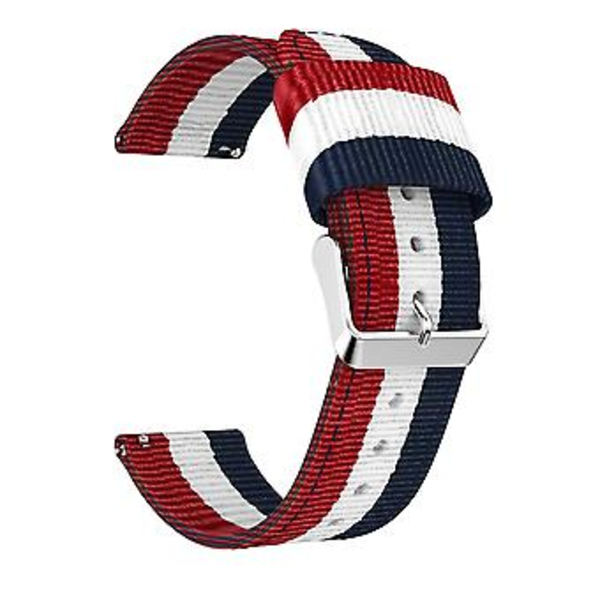 22mm Nylonarmband med enkel ring för Huawei Watch GT2e GT2 46mm (Röd Vit Blå)