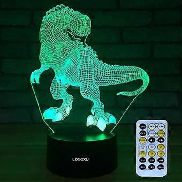 Dinosaurie Leksaker 3D Nattlampa för Pojkar med Timer Fjärrkontroll & Smart Touch 7 Färger Bytbar Dimbar TRex Leksak 1 2 3 4 5 6 7 8 9 10 År Gammal Pojkpresent