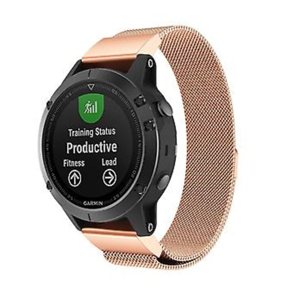 Metallklokkearmbånd i rustfritt stål for Garmin Fenix 5X (roségull)