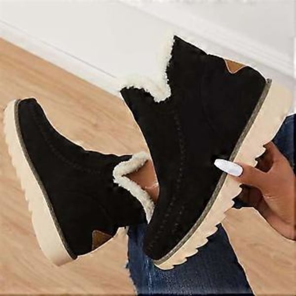 1 Par Klassiske Sklisikre Ankel Uggs for Kvinner Svart Bomull 1 Par Varme Snøstøvler Mikrofleecefôr (43 Hvit)