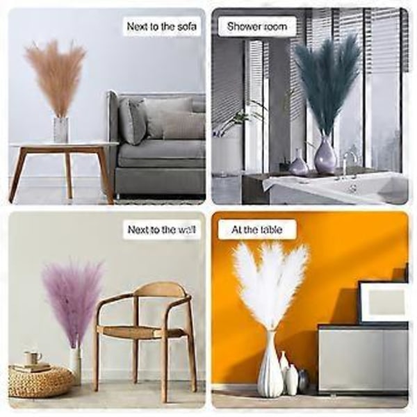 Bedste Tilbud - Flerfarvet Rør Falsk Pampas Græs Dekoration 110cm Levende DIY Gave Gulvvase Fyld (Beige)