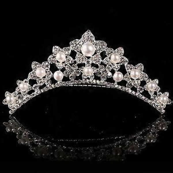Mini Prinsessakruunu Kampa Rhinestone Lasten Hiusten Kampa Kiiltävä Helmi Pääkoriste Syntymäpäivä Hiuskoru Koristeelliset Hiusten Tarvikkeet Tytöille (tyyli 9)