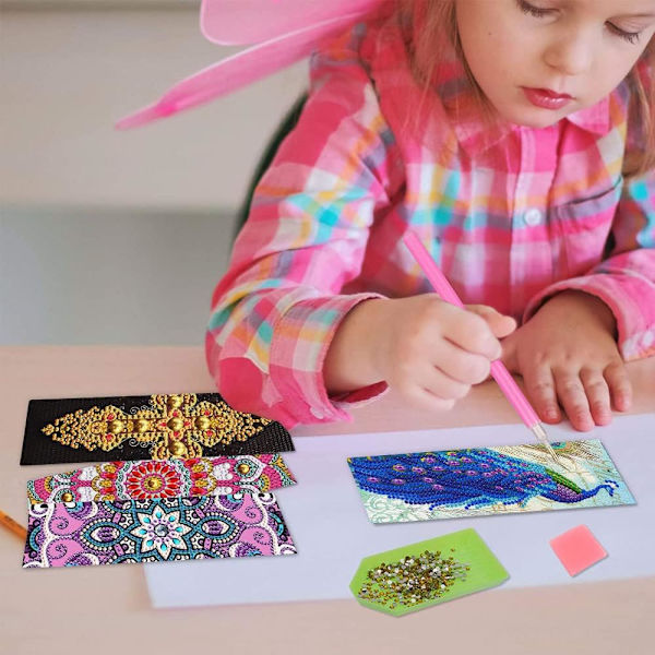 2 st 5D Diamantmålning Bokmärken, Läder Tassel Bokmärke, Nummer Broderi Bokmärken, med T