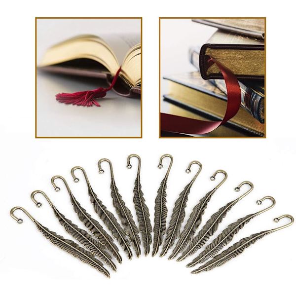 12 kpl kirjanmerkkejä Vintage Metal Feather Kirjanmerkit, Mermaid Hooks Muotoiset Kirjanmerkit