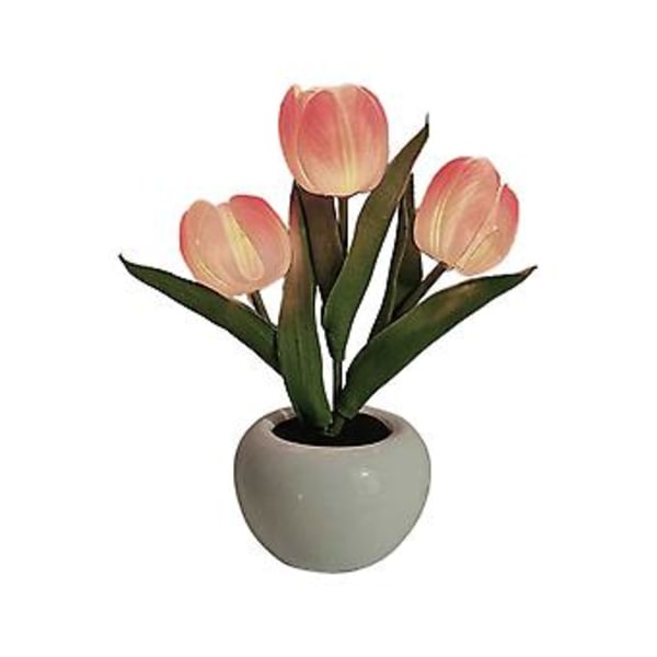 Ny LED Tulip Nattlampe Simuleringsblomst Bordlampe Atmosfære Lampe Hjemmeinnredning (Rosa)