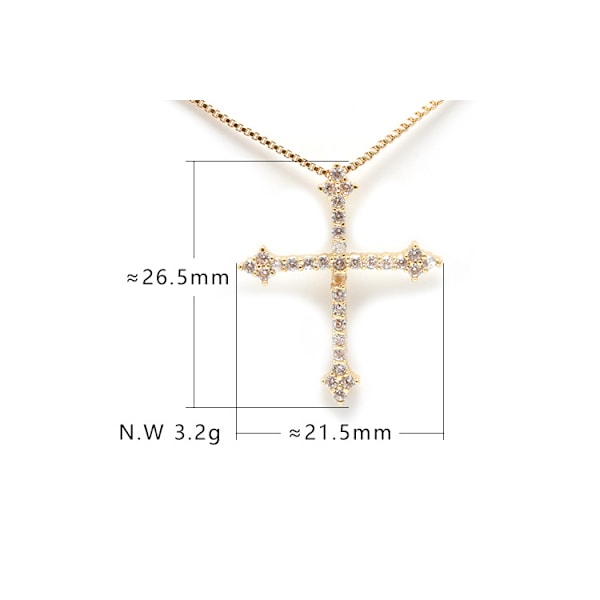 Cubic Zirconia Kors Halsband för Kvinnor,  Förgylld Zirkon Kors