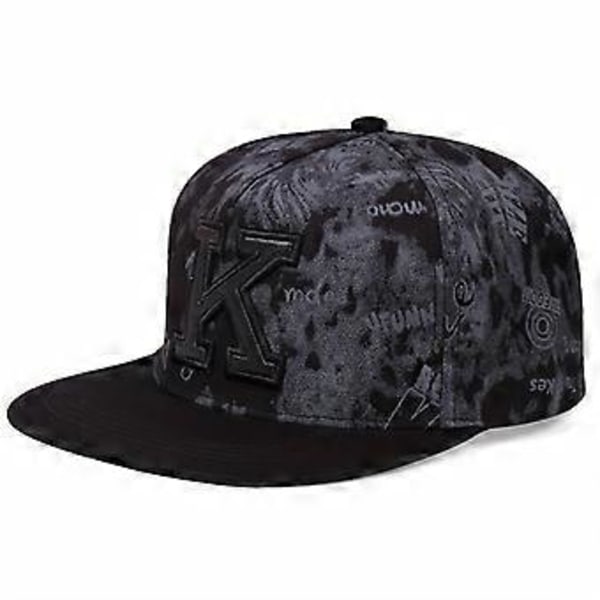 K bokstav basebollkeps hiphop hatt trendig keps skärmkeps (Mörk khaki)