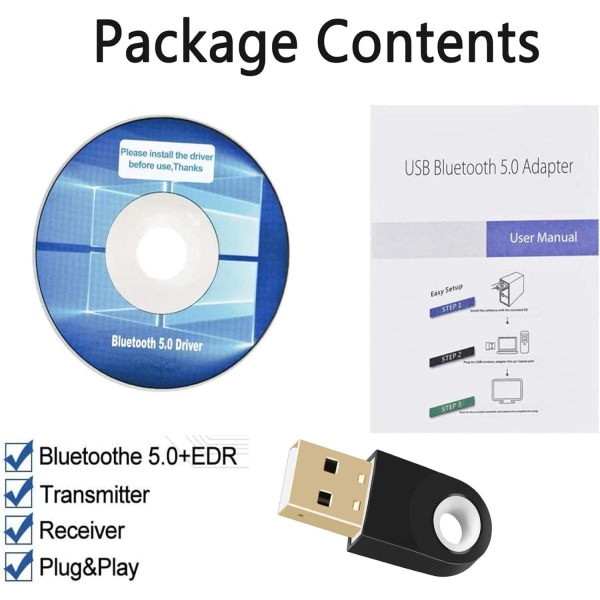 USB Bluetooth 5.0-adapter, trådlös USB Bluetooth-dongel, för PC,