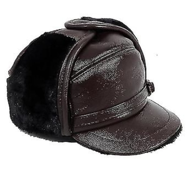 Mimigo Äkta Ko-Läderhatt - Vintervarm Utomhus Öron Skydd 100% Äkta Läderkeps För Vinter Varm Foder Present Till Make Man ( )