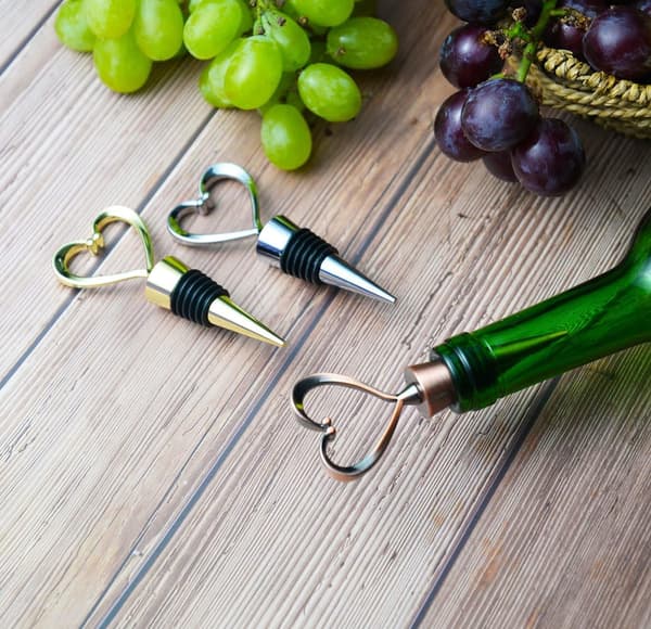 Dekorative korkpropper til vin- og drikkeflasker, hjerteform, hold W