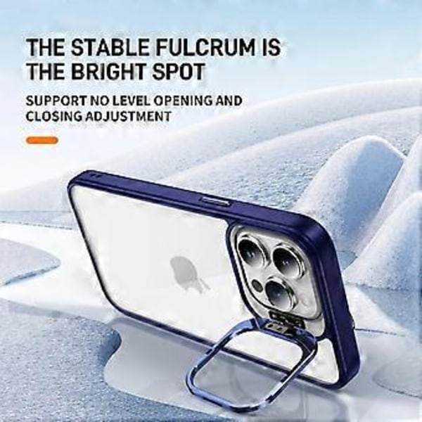 iPhone 14 Pro Skal med Linsram, Stativ, TPU+Akryl (Stil C)