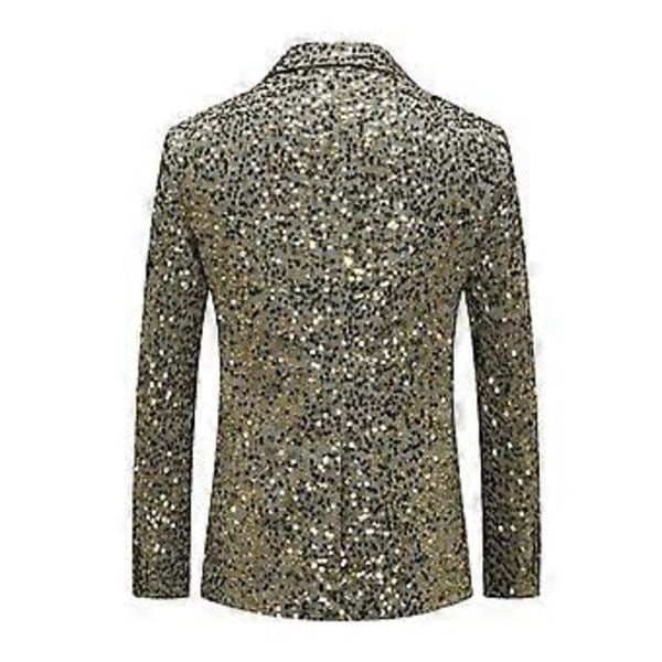 Herr Paljettkavaj Slim Fit Glänsande Kostym Smoking Sportkavajer för Bal Fest Middag (4XL Guld)