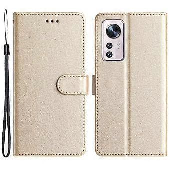 Plånboksfodral för Xiaomi 12 Lite 5G med Stativ, Sidenstruktur Läderfodral med Handledsrem (Stil C)