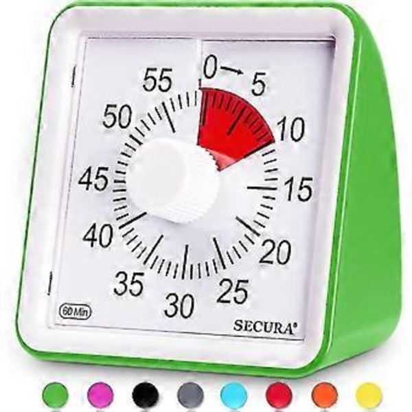 60-minuters Visuell Timer, Nedräkningsklocka för Klassrum, Tyst Timer för Barn och Vuxna